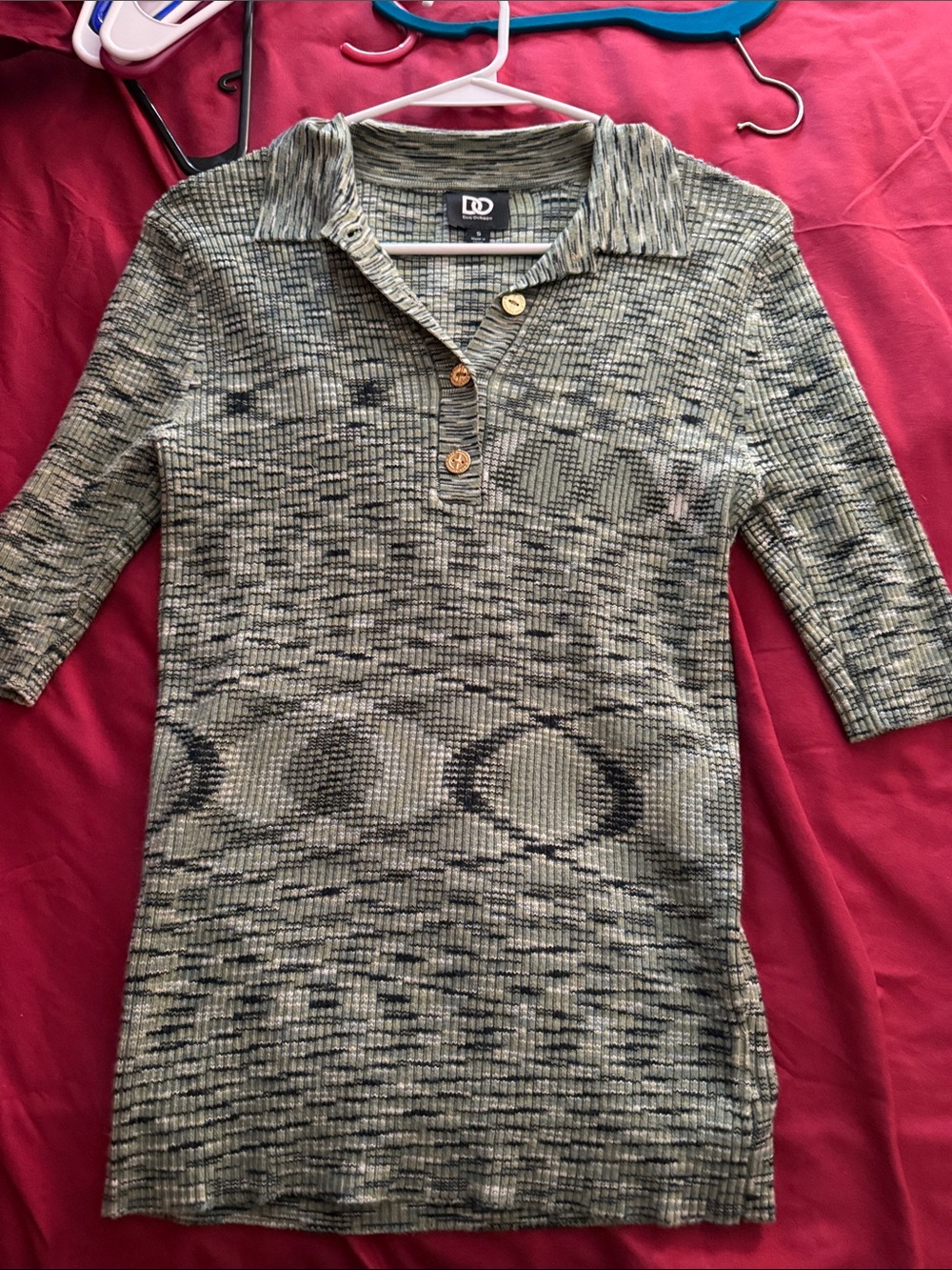 Dee OcleppoTextured Collared Tunic in Olive